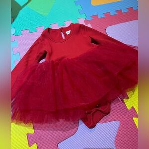 Little Earth Red Ribbed Baby Top